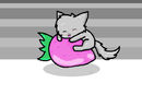 kitty-on-a-strawberry